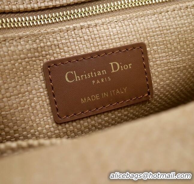 Well Crafted Dior Small Book Tote Bag in Cannage Raffia CD2814 Beige 2024