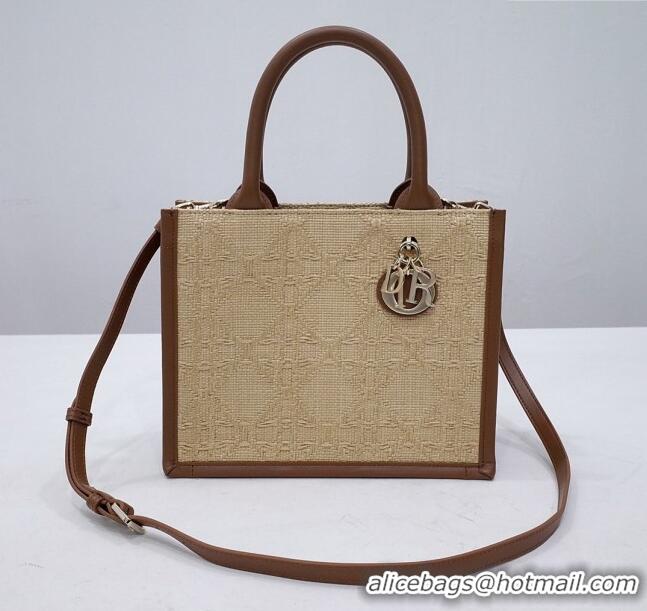 Well Crafted Dior Small Book Tote Bag in Cannage Raffia CD2814 Beige 2024