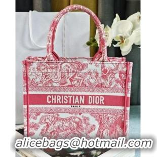 Luxury Classic Dior Small Book Tote Bag in Toile de Jouy Embroidery CD2816 Candy Pink 2024