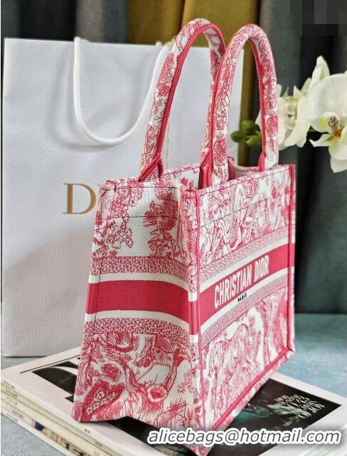 Luxury Classic Dior Small Book Tote Bag in Toile de Jouy Embroidery CD2816 Candy Pink 2024