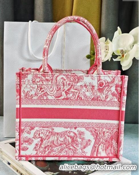 Luxury Classic Dior Small Book Tote Bag in Toile de Jouy Embroidery CD2816 Candy Pink 2024