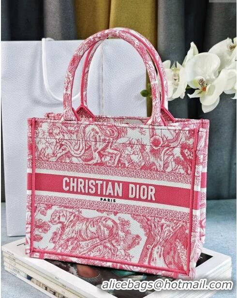 Luxury Classic Dior Small Book Tote Bag in Toile de Jouy Embroidery CD2816 Candy Pink 2024