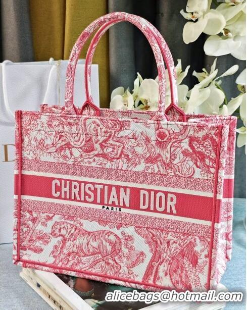 Best Grade Dior Medium Book Tote Bag in Toile de Jouy Embroidery CD2817 Candy Pink 2024