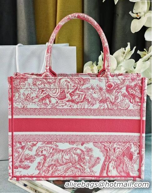 Best Grade Dior Medium Book Tote Bag in Toile de Jouy Embroidery CD2817 Candy Pink 2024