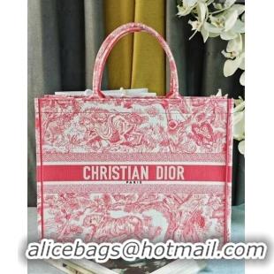 Top Design Dior Large Book Tote Bag inToile de Jouy Embroidery CD2818 Candy Pink 2024