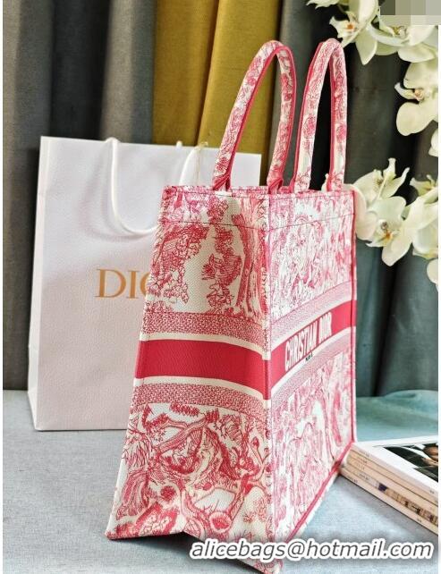 Top Design Dior Large Book Tote Bag inToile de Jouy Embroidery CD2818 Candy Pink 2024