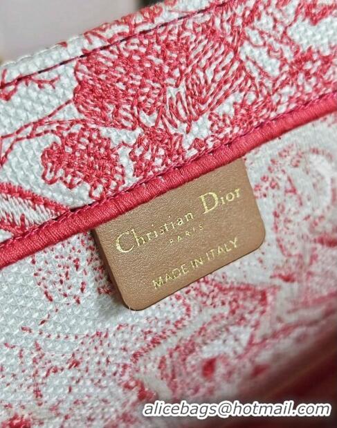 Top Design Dior Large Book Tote Bag inToile de Jouy Embroidery CD2818 Candy Pink 2024