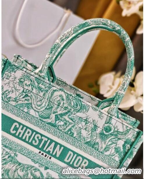 Stylish Dior Small Book Tote Bag in Toile de Jouy Embroidery CD2816 Aquamarina 2024