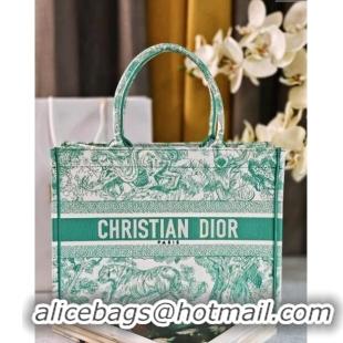 Hot Style Dior Medium Book Tote Bag in Toile de Jouy Embroidery CD2817 Aquamarina 2024