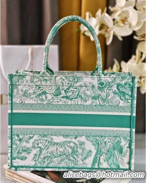 Hot Style Dior Medium Book Tote Bag in Toile de Jouy Embroidery CD2817 Aquamarina 2024