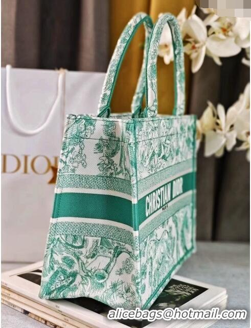 Hot Style Dior Medium Book Tote Bag in Toile de Jouy Embroidery CD2817 Aquamarina 2024