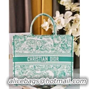 Luxurious Dior Large Book Tote Bag in Toile de Jouy Embroidery CD2818 Aquamarina 2024