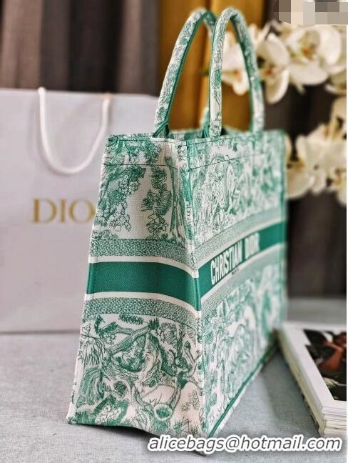 Luxurious Dior Large Book Tote Bag in Toile de Jouy Embroidery CD2818 Aquamarina 2024