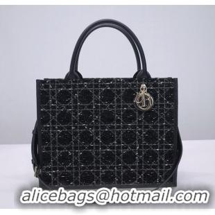 Good Taste Dior Medium Book Tote Bag Bag in Tweed CD2823 Black 2024