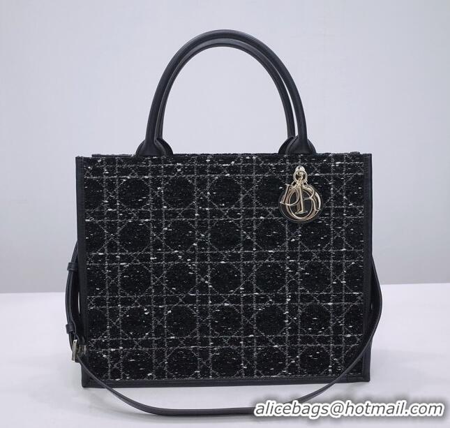 Good Taste Dior Medium Book Tote Bag Bag in Tweed CD2823 Black 2024