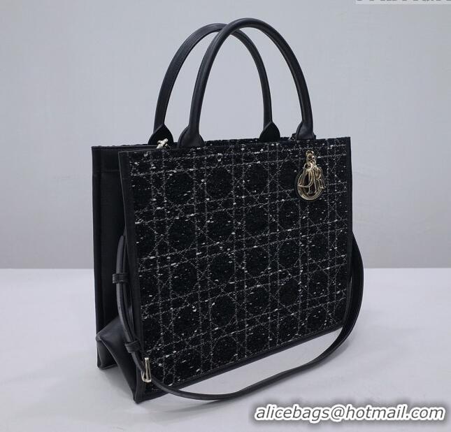 Good Taste Dior Medium Book Tote Bag Bag in Tweed CD2823 Black 2024