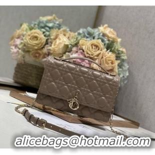 Well Crafted Dior My Dior Top Handle Bag Latte Cannage Lambskin CD2831 Grey 2024