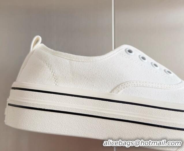 Grade Quality Chanel Canvas Platform Sneakers White 601106