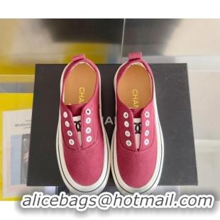 Best Grade Chanel Canvas Platform Sneakers Red 601107