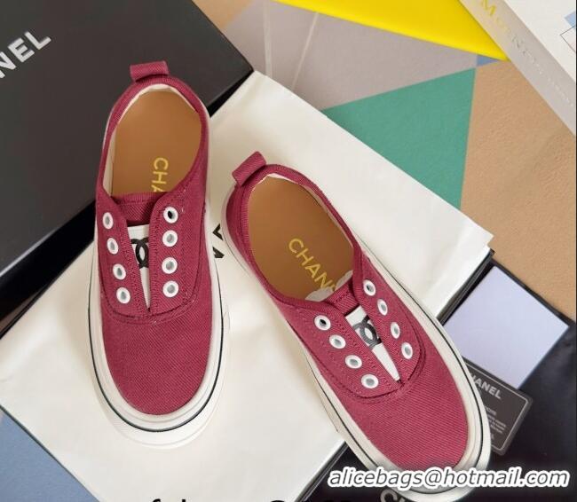 Best Grade Chanel Canvas Platform Sneakers Red 601107