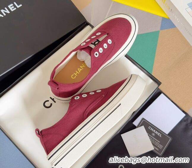 Best Grade Chanel Canvas Platform Sneakers Red 601107