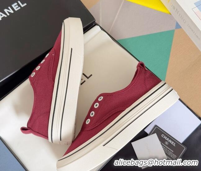 Best Grade Chanel Canvas Platform Sneakers Red 601107