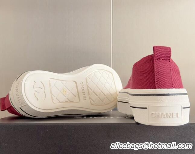 Best Grade Chanel Canvas Platform Sneakers Red 601107