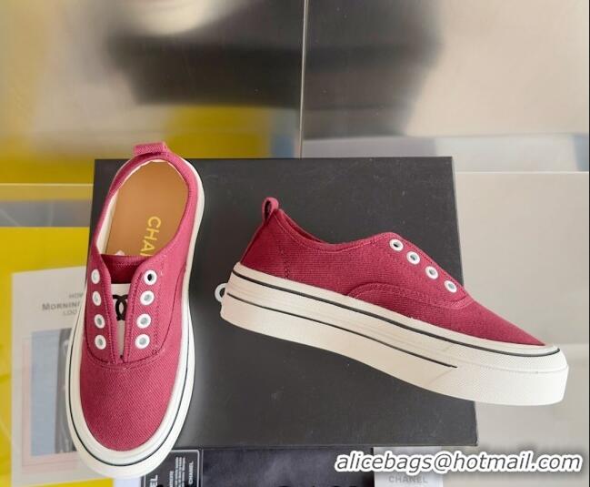 Best Grade Chanel Canvas Platform Sneakers Red 601107