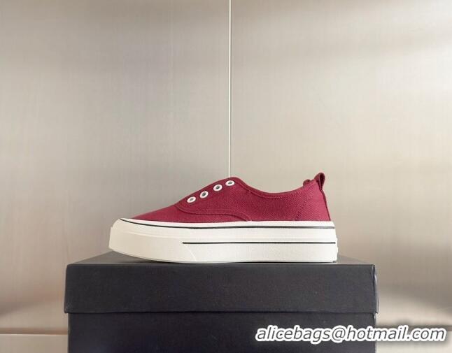 Best Grade Chanel Canvas Platform Sneakers Red 601107