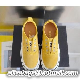 Top Grade Chanel Suede Platform Sneakers Yellow 601108