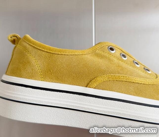 Top Grade Chanel Suede Platform Sneakers Yellow 601108