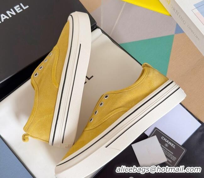 Top Grade Chanel Suede Platform Sneakers Yellow 601108