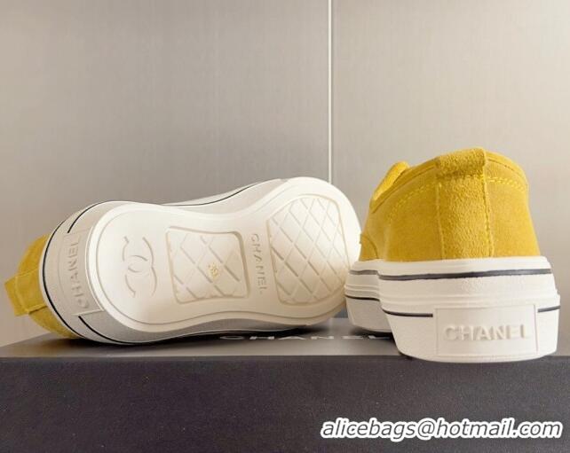 Top Grade Chanel Suede Platform Sneakers Yellow 601108