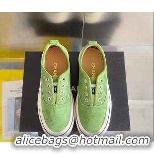 Purchase Chanel Suede Platform Sneakers Green 601109