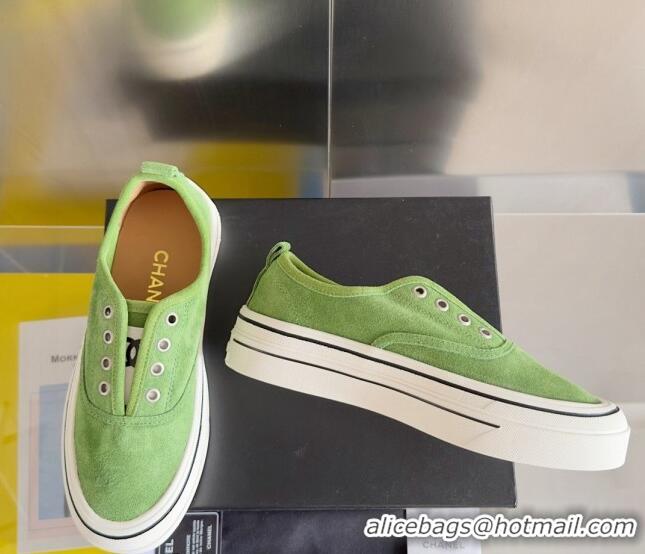 Purchase Chanel Suede Platform Sneakers Green 601109