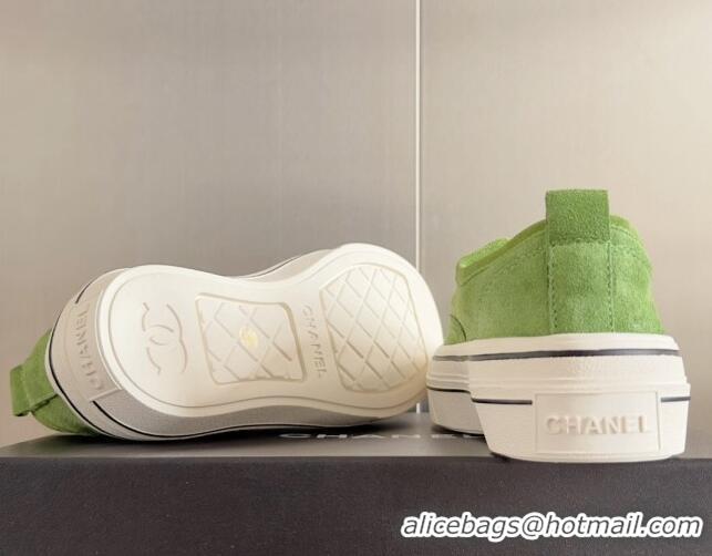 Purchase Chanel Suede Platform Sneakers Green 601109