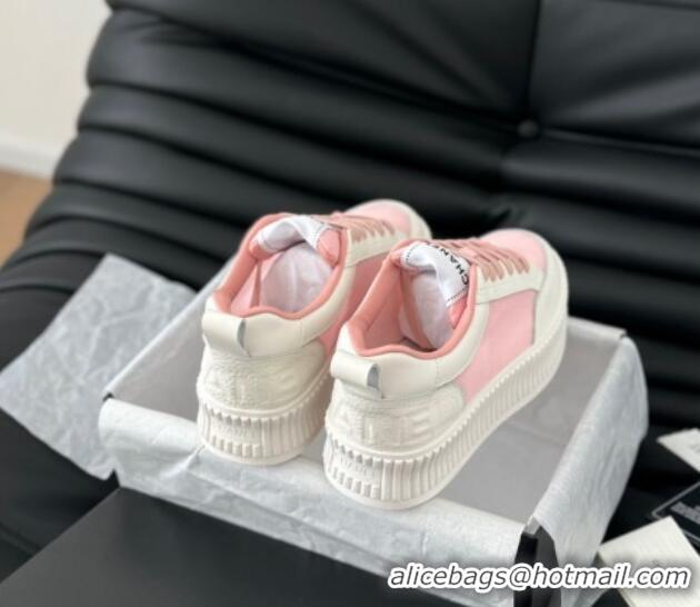 Good Looking Chanel Mesh and Leather Platform Sneakers Pink 601110