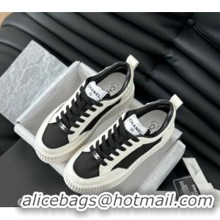 Pretty Style Chanel Mesh and Leather Platform Sneakers Black 601112