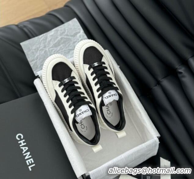 Pretty Style Chanel Mesh and Leather Platform Sneakers Black 601112