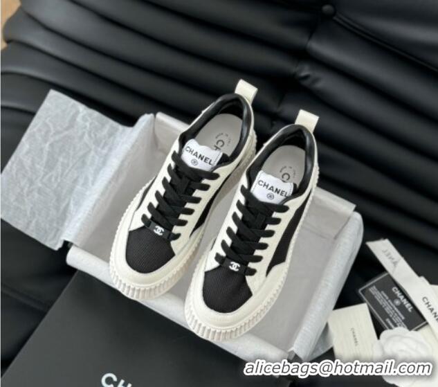 Pretty Style Chanel Mesh and Leather Platform Sneakers Black 601112