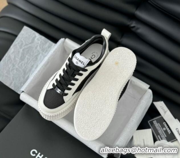 Pretty Style Chanel Mesh and Leather Platform Sneakers Black 601112