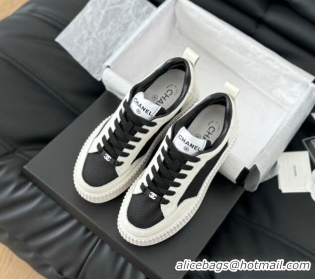 Pretty Style Chanel Mesh and Leather Platform Sneakers Black 601112