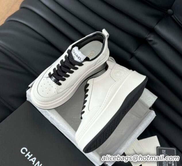 Most Popular Chanel Calfskin Leather Platform Sneakers Black 601113