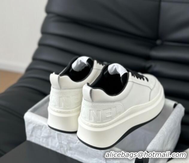 Most Popular Chanel Calfskin Leather Platform Sneakers Black 601113