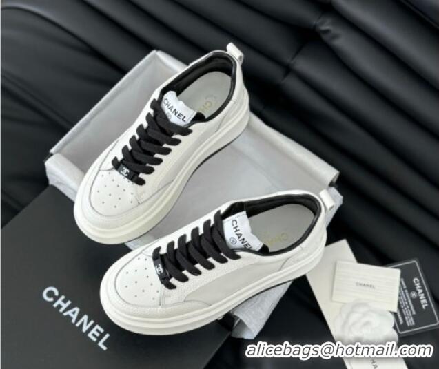 Most Popular Chanel Calfskin Leather Platform Sneakers Black 601113