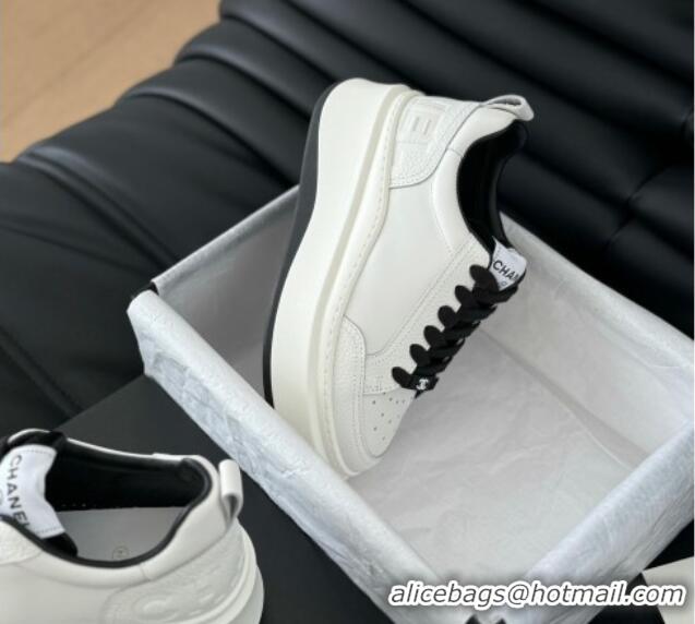 Most Popular Chanel Calfskin Leather Platform Sneakers Black 601113