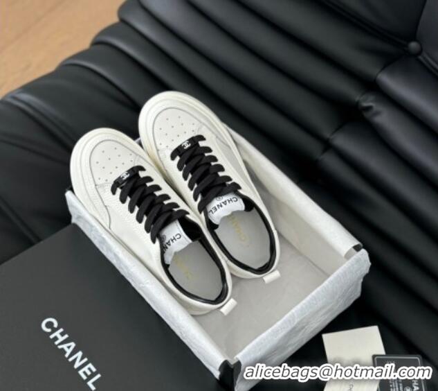 Most Popular Chanel Calfskin Leather Platform Sneakers Black 601113