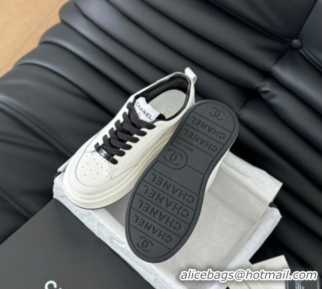 Most Popular Chanel Calfskin Leather Platform Sneakers Black 601113