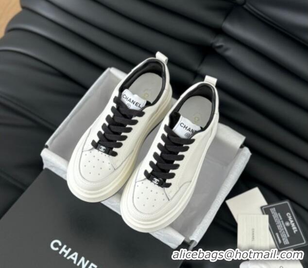 Most Popular Chanel Calfskin Leather Platform Sneakers Black 601113