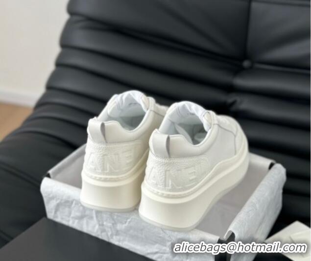 Best Price Chanel Calfskin Leather Platform Sneakers White 601114